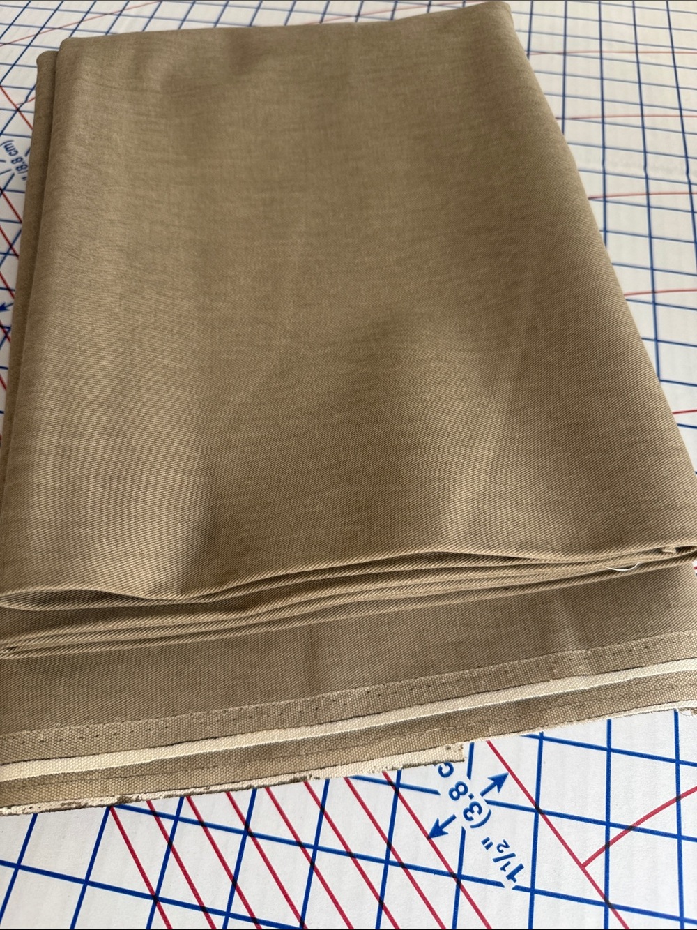 Vintage Heavyweight Upholstery Fabric Taupe Khaki Cotton Twill 2.25 Yards x 60”